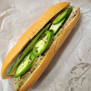 Pork Banh Mi at  Van Nien Vegan Baguette Food Coffee Tea in Portland