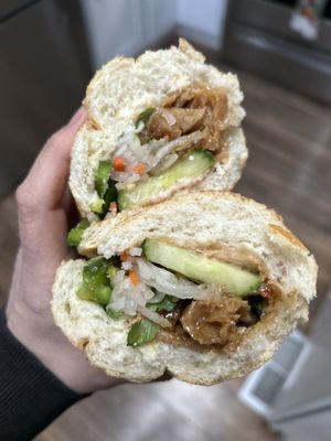 Lemongrass Chicken Bahn Mi  at  Van Nien Vegan Baguette Food Coffee Tea in Portland
