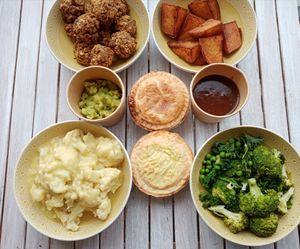 Vegan Pie and Mash Shop in East Worthing, West Sussex. Build your own Pie Box, Eat in Take Away or Deliveroo  at The Vegan Bakery Company in Worthing
