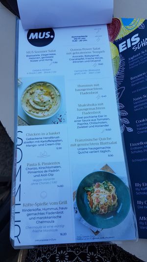 Speisekarte at MUS Cafe in Salzburg