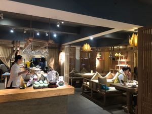 View of Restaurant interior at RúShì Shū 如是蔬 in Sanya