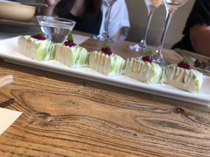 Mashed potato sushi that tastes mildly sweet - best description I can give you  at RúShì Shū 如是蔬 in Sanya