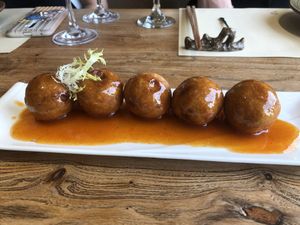 Fish balls, yum, that sauce!  at RúShì Shū 如是蔬 in Sanya