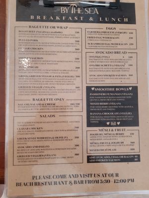 Breakfast and lunch menu  at By The Sea in Koh Mak