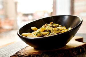 Homemade vegan pasta with mushrooms and smoked tofu at Restoran ŠtoRiJa in Rijeka