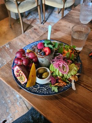 The beautiful brunch plate which come with fresh baked bread on the side (not shown in the picture). at Cafe Fleuri in Odense