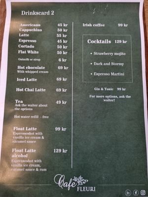 Menu 6 mai 2024 at Cafe Fleuri in Odense