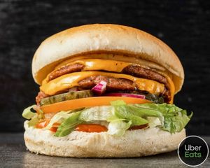 Double cheeseburger at Saucy in Sheffield