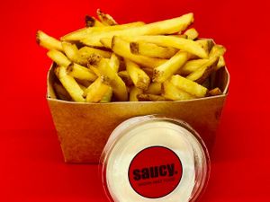 Crispy fries with mayo at Saucy in Sheffield