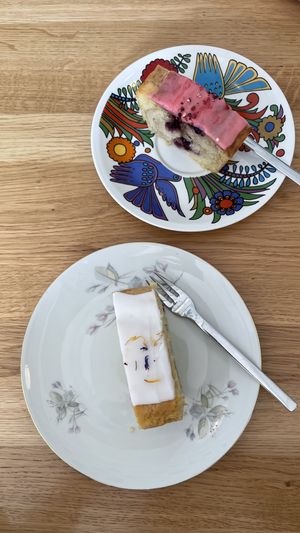 Lemon cake and raspberry cake   at Carli's Coffee in Echternach
