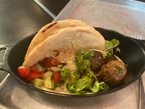 Felucian Kefta and Hummus Garden Spread
Plant-based Meatballs, Herb Hummus, Tomato-Cucumber Relish, Pita at Walt Disney World - Docking Bay 7 Food and Cargo in Lake Buena Vista