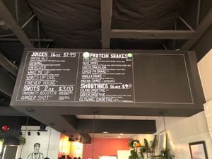 Juice and smoothie menu 8/1/2020. at Squally's Cafe in Las Vegas
