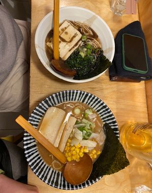 Mayu (top) and Miso (below) + tasty japanese beer  at Ramen Ya in Nantes