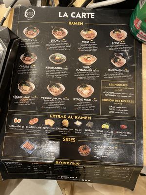 The menu (choose Futsumen for vegan noodles )  at Ramen Ya in Nantes