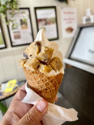 Kids vanilla with cookie dough  at Sweet Journey Soft Serve in Kailua Kona