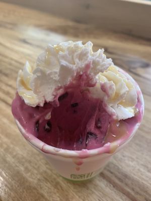 With chocolate chips! at Sweet Journey Soft Serve in Kailua Kona