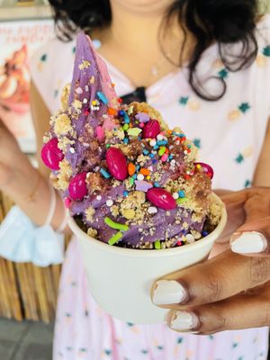 Pink unicorn? It was amazingly delicious!  at Sweet Journey Soft Serve in Kailua Kona