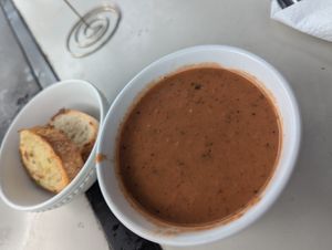 Side of tomato soup at Sweet Journey Soft Serve in Kailua Kona