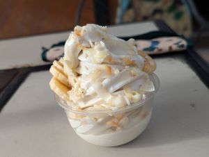 Banana caramel vanilla soft serve at Sweet Journey Soft Serve in Kailua Kona