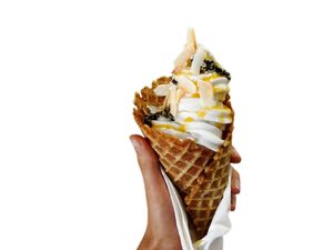Artisan, handcrafted cone with soft serve made from the highest quality island grown ingredients. at Sweet Journey Soft Serve in Kailua Kona