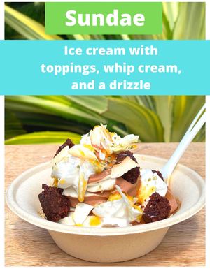 Macadamia nut-based soft serve with choice of tasty premium toppings and drizzles. at Sweet Journey Soft Serve in Kailua Kona