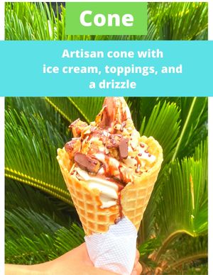 Artisan, handcrafted cone with soft serve made from the highest quality island grown ingredients. at Sweet Journey Soft Serve in Kailua Kona
