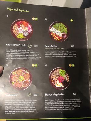 Vg indicate vegan at Green & Protein in Tirana