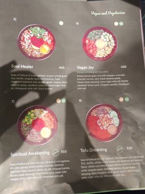 Vg indicate vegan at Green & Protein in Tirana