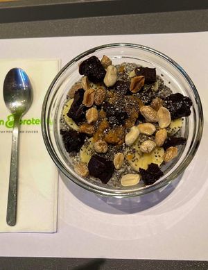 pb&j chia seed pudding   at Green & Protein in Tirana