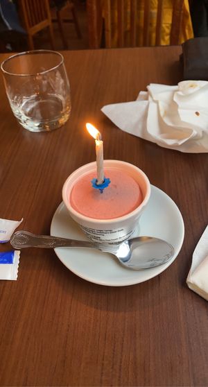 Birthday sorbet  at The Orchid Vegan Restaurant in York