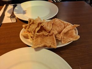 Crunchy crackers!!!! Are these tofu skins? I’ll never know. But would recommend   at The Orchid Vegan Restaurant in York