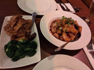 Char siu and house special at The Orchid Vegan Restaurant in York