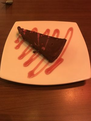 Raspberry and chocolate tart at The Orchid Vegan Restaurant in York