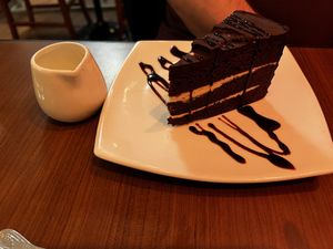 Chocolate fudge cake  at The Orchid Vegan Restaurant in York