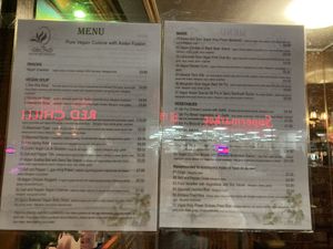 Eat in menu, March 2022  at The Orchid Vegan Restaurant in York