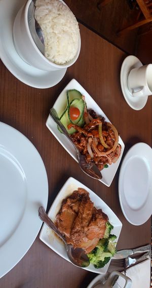 Char Sui Pork and Crispy Beef in OK sauce    at The Orchid Vegan Restaurant in York