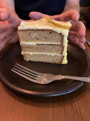 Lemon cake  at The Orchid Vegan Restaurant in York