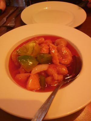 sweet and sour 'prawns' at The Orchid Vegan Restaurant in York