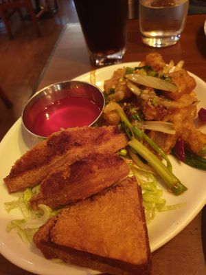 crispy 'pork' belly and mushroom toast at The Orchid Vegan Restaurant in York