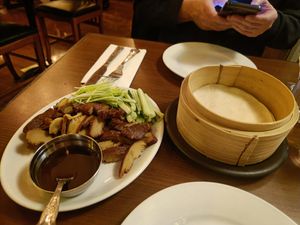 'duck' pancakes at The Orchid Vegan Restaurant in York