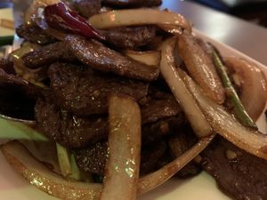 Mongolian beef stir fry   at The Orchid Vegan Restaurant in York