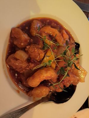 Number 37 on menu, vegan special in szechuan sauce at The Orchid Vegan Restaurant in York