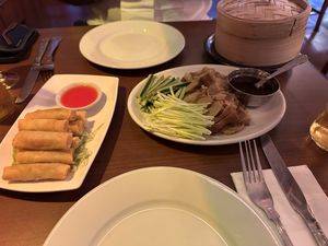 Pancake rolls, vegan duck pancakes  at The Orchid Vegan Restaurant in York