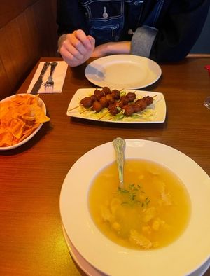“Chicken” and sweet corn soup - hit the spot!  at The Orchid Vegan Restaurant in York