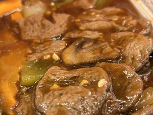 Beef in oyster sauce   at The Orchid Vegan Restaurant in York