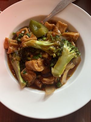 General tso tofu  at The Orchid Vegan Restaurant in York