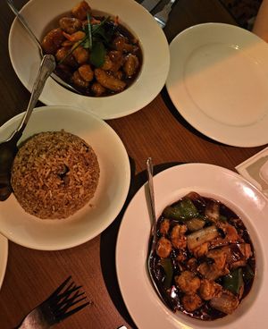 House special in Szechuan sauce & chickn in black bean at The Orchid Vegan Restaurant in York