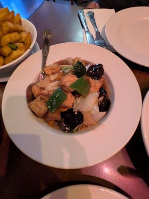 Mixed vegetables and tofu at The Orchid Vegan Restaurant in York