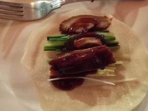 Shredded vegan duck pancake at The Orchid Vegan Restaurant in York