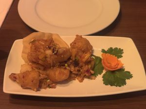 Salt and pepper vegan king prawn   at The Orchid Vegan Restaurant in York